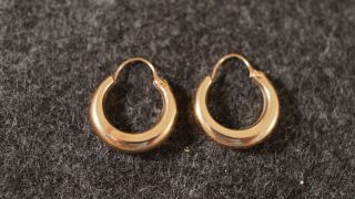 Vintage Chunky 14k Yellow Gold Hollow U Shaped Fancy Dangle Open Loop Earrings