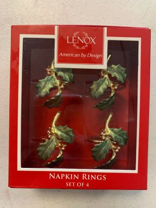 Lenox Christmas Holly & Berry Napkin Rings - Set Of 4
