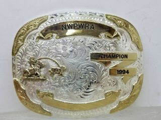 1994 Nwpwra Rodeo Champion Western Cowboy Belt Buckle Montana Silversmiths