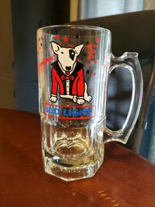 Rare Vintage Bud Light 1987 Spuds Mackenzie Glass Bud Light Beer Mug Glass