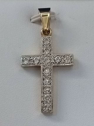 Vintage 9ct Gold Cross Pendant With Diamond Simulants Uk Hallmarked