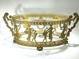 Antique French Gilt Bronze Ormolu Empire Neoclassical Filigree Centerpiece Bowl