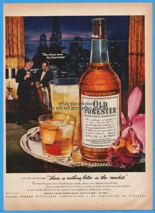 1952 Old Forester Whisky Brown Forman Distillers Louisville Kentucky Skyline Ad