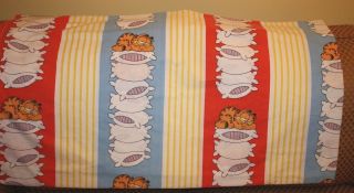 Vtg 70s 1978 Garfield Orange Cat Bed Sheet Full Size Flat Cutter Fabric Crafts