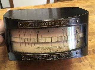 Antique Vintage Ge Power Factor Indicator Gauge Gage Schenectady Ny Brass