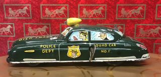 Vintage Marx Dick Tracy Police Dept Squad No.  1 Tin Litho Wind Up Toy Car