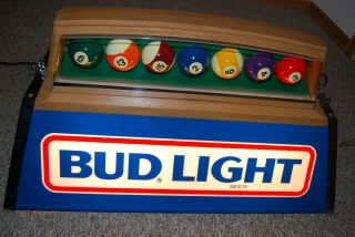 Vintage 1990 Bud Light Pool Table / Billiards Table Light / Pool Balls
