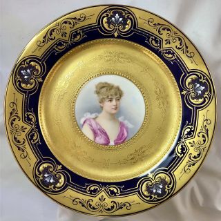 Antique Royal Vienna Porcelain Hand Painted Portrait Plate Signed F.  Rengaw 2