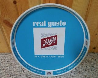 Vintage Blue Tray Light Beer Schlitz Real Gusto 1965