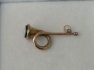 A Rare Vintage 9ct.  Gold Bugle With A Sardonyx Stone Charm/fob/pendant 2.  2grms