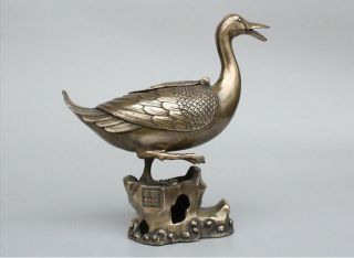 Old Tibet antique copper plating hand engraving duck statue RT 3