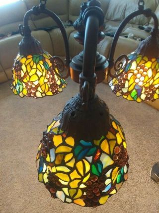 Tiffany Style Hanging Chandelier 3 Light Stained Glass Globes Euc