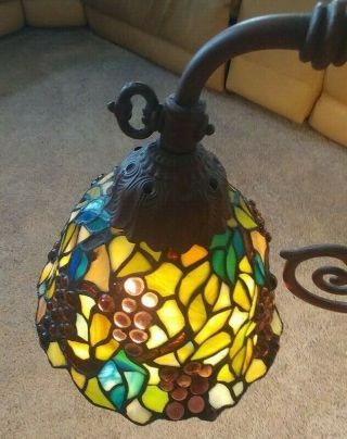TIFFANY Style Hanging CHANDELIER 3 Light Stained Glass Globes EUC 2