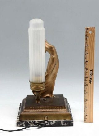 Vintage Art Deco Semi Nude Figural Lamp With Frosted Shade Circa 1920s To 40s 2