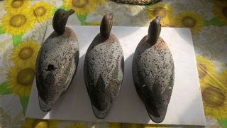 3 Vintage L L Bean Cork Decoys Greenwing Teal Drakes Minor Issues