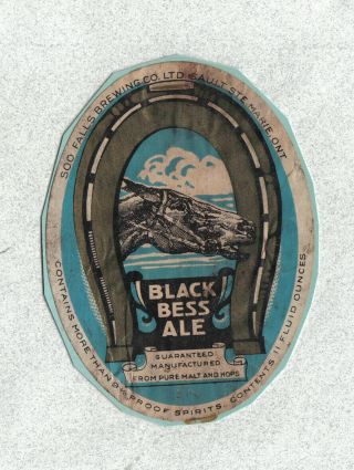 Beer Label - Canada - Black Bess Ale - Soo Falls Brg - Sault Ste.  Marie,  Ontario