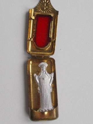 Vintage Pocket Saint Shrine Metal Case Holy Mary Our Lady