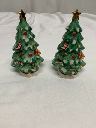 Vintage Japan Christmas Tree Salt And Pepper Shakers Stocking Candy Cane Present