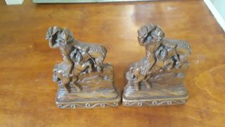 Vintage Ornawood Cowboy & Horse Bronze Colored Bookends.