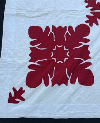 Vintage Handmade Red and White Great Pattern Quilt 77 x 76 Inches 2