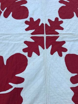 Vintage Handmade Red and White Great Pattern Quilt 77 x 76 Inches 3