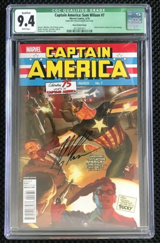 Captain America:sam Wilson 7 Cgc 9.  4 Alex Ross 1of10 Signed Hitler Punch Ww2