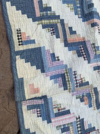 antique early Handmade quilt,  vintage 1920’s hand stitched Log Cabin 2