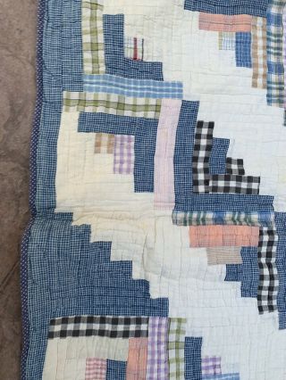 antique early Handmade quilt,  vintage 1920’s hand stitched Log Cabin 3