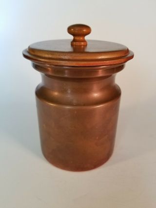 Vintage Copper Kitchen Canister With Wood Lid By Bongusto