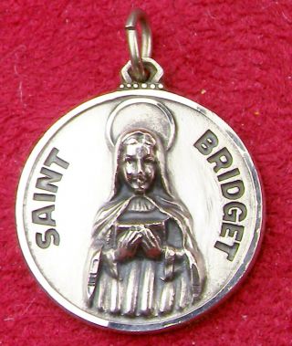 Carmelite Nun’s Vintage Creed Sterling Saint Brigid Of Kildare Ireland Medal