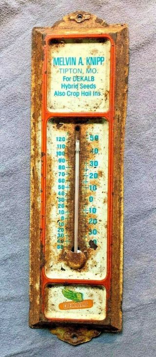 Dekalb Hybrid Seeds Advertising Thermometer Sign Vintage Antique Old Garage Sign