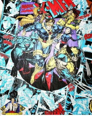 Vintage 90s 1994 Marvel X - Men Comforter Bed Blanket Twin 86 X 62 " Comic Cartoon