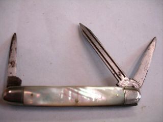 Vom Cleff & Co.  Germany Lion Cutlery 1885 - 1926 Mother Of Pearl 3 Blade Knife