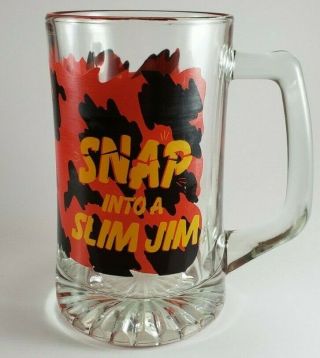 Vintage Macho Man Randy Savage Snap Into A Slim Jim Large Heavy Glass Mug