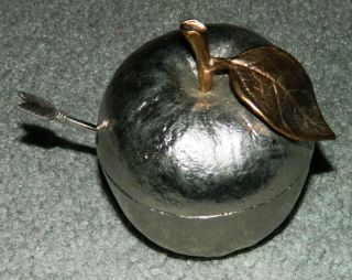 Vintage Michael Aram Apple Figurine Sugar Bowl / Honey Pot With Spoon