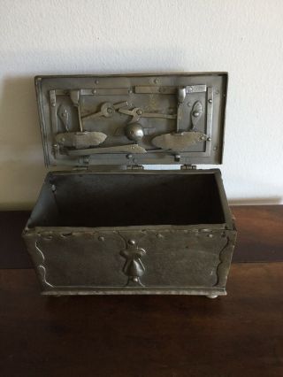 17th Century Locking Mechanism Iron Box.  9” Long. 2