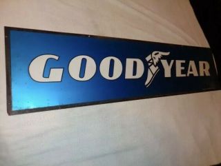 2 Sided Vintage Rare " Goodyear Tires " Winged Foot 48 " Tire,  Gasoline & Oil Sign