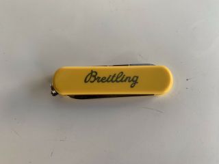 Rare Wenger Breitling Swiss Army Knife / 65mm Yellow W/ Promotional Advertising