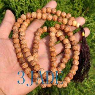 35 " Carved Bone Lotus Meditation Mantra Tibetan Buddhist 108 Prayer Beads Mala