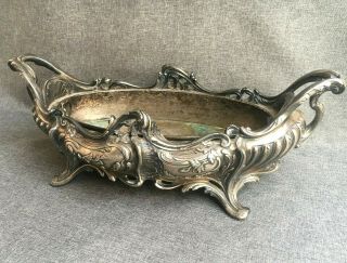 Big Antique French Art Nouveau Planter Silver Plated Bronze Early 1900 " S 10lb