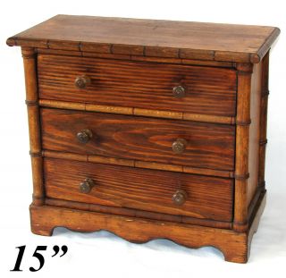 Antique Victorian To Edwardian Era 15 " Miniature Bru Doll Sized Chest Of Drawers