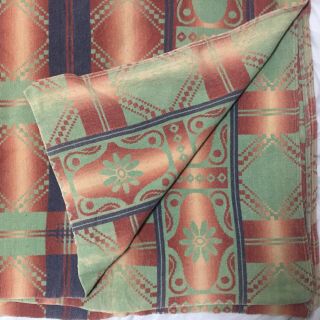 Vintage 1950 ' s CAMP Blanket Cabin Soft COTTON BLANKET INDIANS SOUTHWEST MOTIF 3