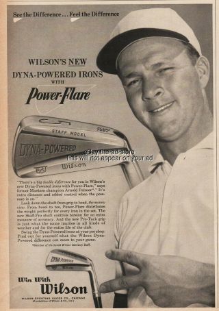 1960 Arnold Palmer Wilson Sporting Goods Power Flare Irons Golf Clubs Photo Ad