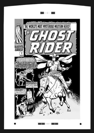 Dick Ayers Ghost Rider 1 Rare Large Production Art Cover Monotone