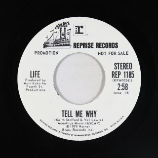 70s Soul 45 - Life - Tell Me Why - Reprise - Vg,  Mp3 - Promo