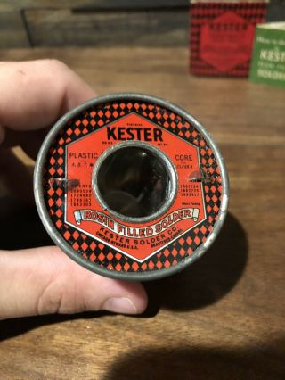 Early 1930s Kester Rosin - Filled Core Solder Wire w/ Box Tin Litho Spool NOS 2