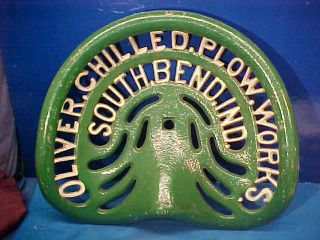 Vintage Oliver Chilled Plows Cast Iron Tractor Seat Painted W Cut Out Lettering