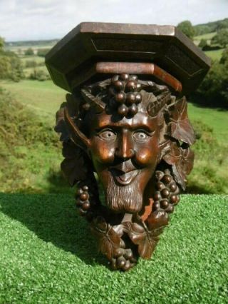 Magnificent 19thc Black Forest Mahogany Carved Horned Satyr Grape & Leaf C.  1870