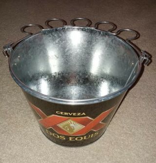 Rare Dos Xx Equis Ice Bucket With Shot Glass Handle - - Party Time