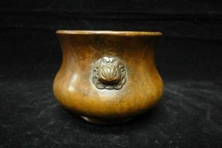 Rare Vintage Chinese Bronze Incense Burner Foo Dog Heads Censer " Xuan " Mark